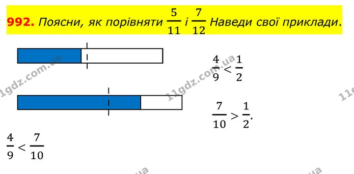 992. Поясни, як порiвняти 511 і 712 Наведи свої приклади. — ГДЗ Математика 5 клас Бевз