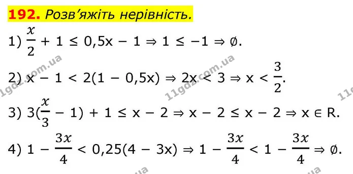 192. Розв’яжіть нерівність. — ГДЗ Алгебра 9 клас Тарасенкова