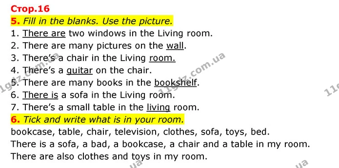 5. Fill in the blanks. Use the picture. — ГДЗ Робочий зошит Англійська мова 5 клас Косован (Дж. Коста)