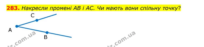 283. Накресли промені AB і AC. Чи мають вони спільну точку? — ГДЗ Математика 5 клас Бевз
