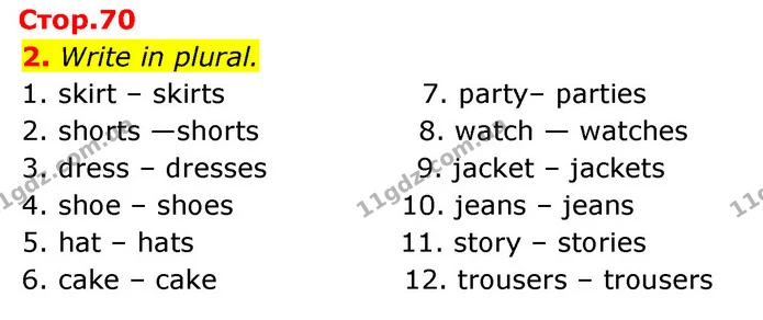 2. Write in plural. — ГДЗ Робочий зошит Англійська мова 5 клас Косован (Дж. Коста)
