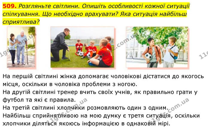 509. Розгляньте світлини. Опишіть особливості кожної ситуації — ГДЗ Українська мова 5 клас Голуб