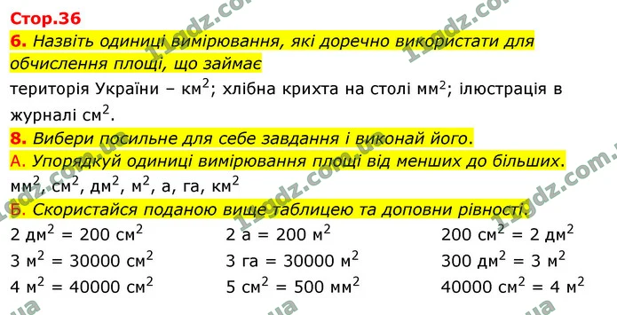 6. Назвіть одиниці вимірювання, які доречно використати для обчислення площі, що займає — ГДЗ Математика 4 клас Логачевська 1-2 ч. 2021