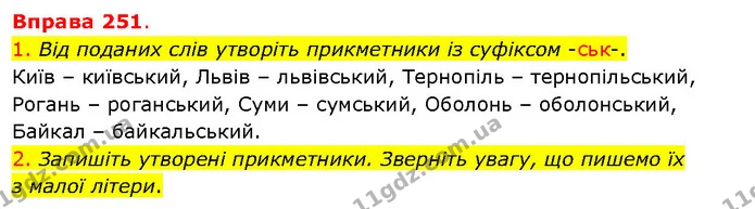 1. Від поданих слів утворіть прикметники із суфіксом -ськ-. — ГДЗ Українська мова 5 клас Літвінова