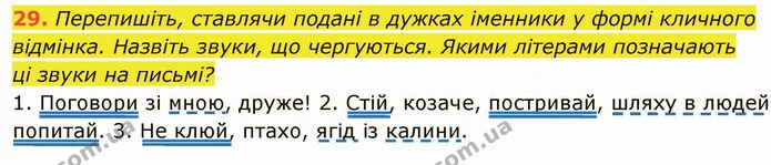 29. Перепишіть, ставлячи подані в дужках іменники у формі кличного — ГДЗ Українська мова 6 клас Глазова