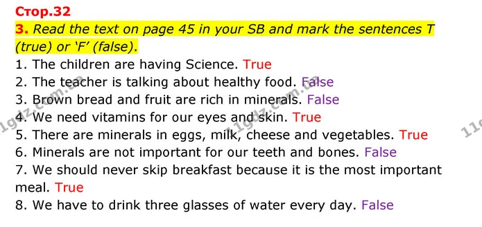 3. Read the text on page 45 in your SB and mark the sentences T (true) or ‘F’ (false). — ГДЗ Робочий зошит Англійська мова 5 клас Карпюк