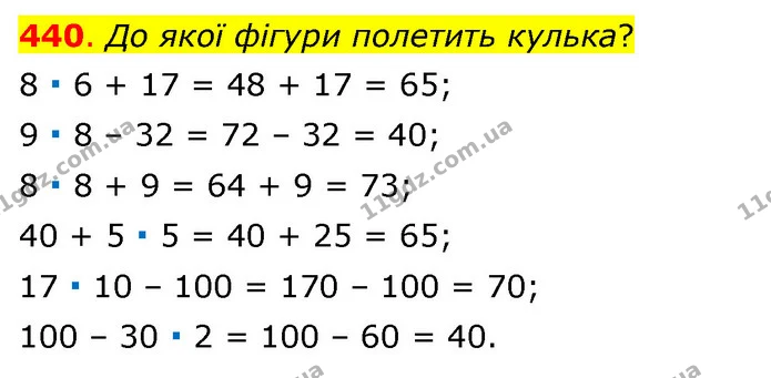 440. До якої фігури полетить кулька? — ГДЗ Математика 3 клас Бевз 1 частина