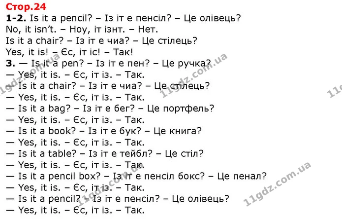 1-2. Is it a pencil? – Із іт е пенсіл? – Це олівець? — Решебник English 1 клас Карпюк 2018