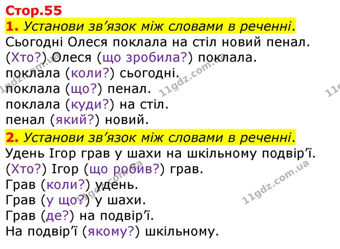 1. Установи зв’язок між словами в реченні. — ГДЗ Робочий зошит Українська мова 2 клас Большакова 1 ч. - 2 ч.