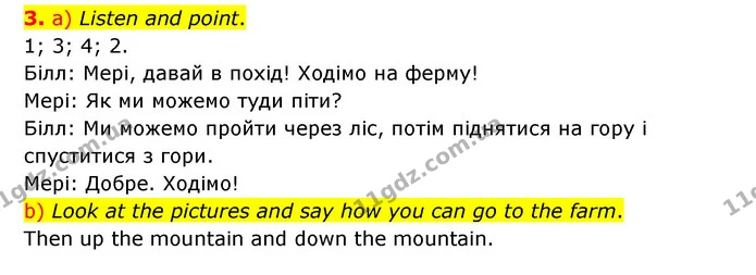 3. a) Listen and point. 1; 3; 4; 2. — ГДЗ Англійська мова 3 клас Губарєва