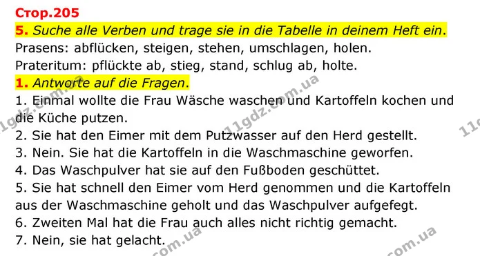5. Suche alle Verben und trage sie in die Tabelle in deinem Heft ein. — ГДЗ Німецька мова 8 клас Сидоренко