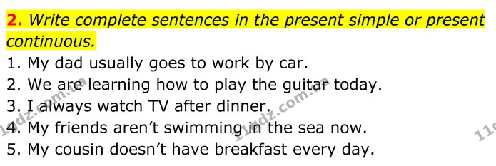 2. Write complete sentences in the present simple or present continuous. — ГДЗ Англійська мова 7 клас Коста