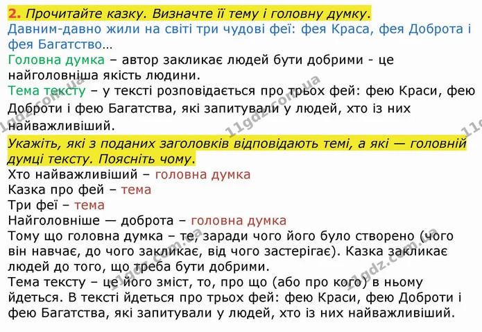 2. Прочитайте казку. Визначте її тему і головну думку. — ГДЗ Українська мова 4 клас Вашуленко 2021 (1 частина)