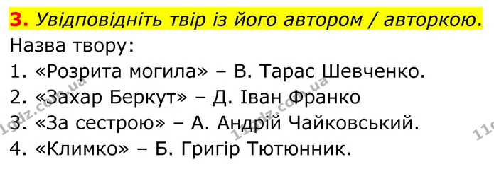 3. Увідповідніть твір із його автором / авторкою. — ГДЗ Українська література 8 клас Авраменко