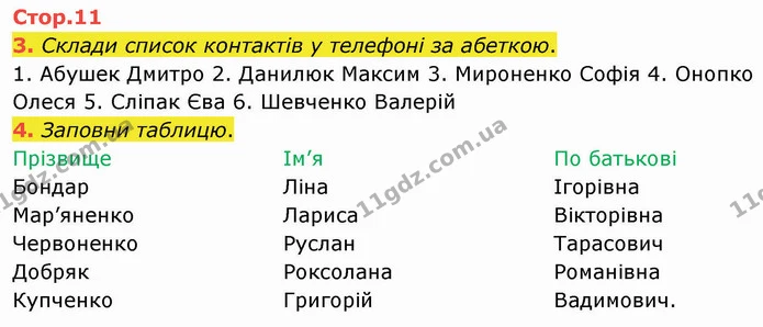 3. Склади список контактів у телефоні за абеткою. — ГДЗ Робочий зошит Українська мова 2 клас Большакова 1 ч. - 2 ч.