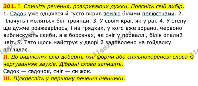 301. І. Спишіть речення, розкриваючи дужки. Поясніть свій вибір. — ГДЗ Українська мова 5 клас Заболотний 2022