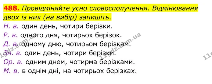 488. Провідміняйте усно словосполучення. Відмінювання двох із них (на вибір) запишіть. — ГДЗ Українська мова 6 клас Заболотний 2020