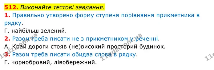 512. Виконайте тестові завдання. — ГДЗ Українська мова 6 клас Заболотний 2023