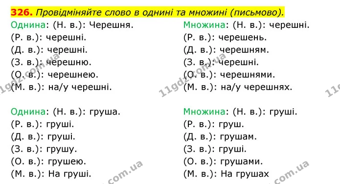 326. Провідміняйте слово в однині та множині (письмово). — ГДЗ Українська мова 6 клас Заболотний 2023