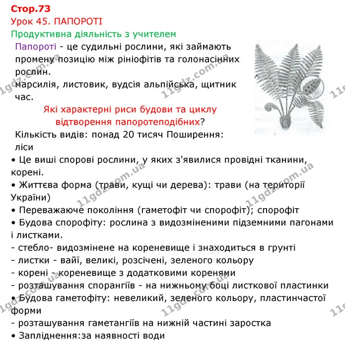 Стор. 73 — 1 — ГДЗ Робочий зошит Біологія 6 клас Соболь — ГДЗ Робочий зошит Біологія 6 клас Соболь