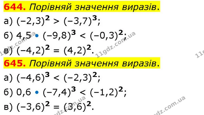 644. Порівняй значення виразів. — ГДЗ Математика 6 клас Бевз 1-2 ч.