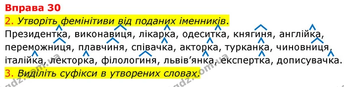 30 — ГДЗ Українська мова 6 клас Літвінова