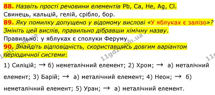 88. Назвіть прості речовини елементів Pb, Ca, Не, Ag, Сl. — ГДЗ Хімія 7 клас Попель 2020