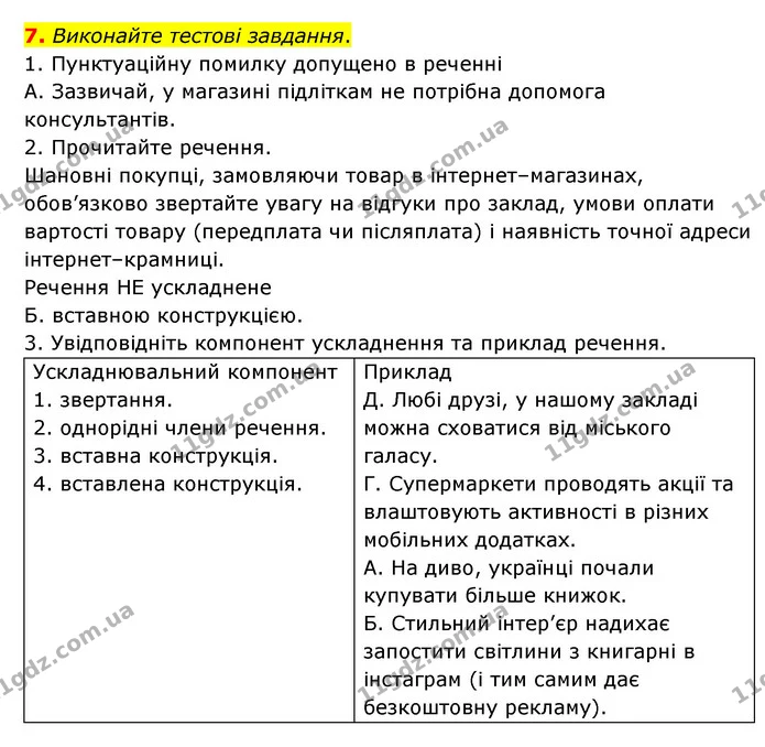 7. Виконайте тестові завдання. — ГДЗ Українська мова 8 клас Авраменко (поглиблений)