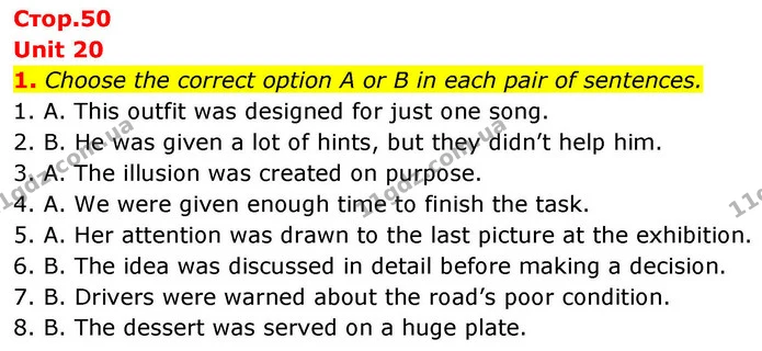 1. Choose the correct option A or B in each pair of sentences. — ГДЗ зошит Grammar Англійська мова 8 клас Prepare 2025