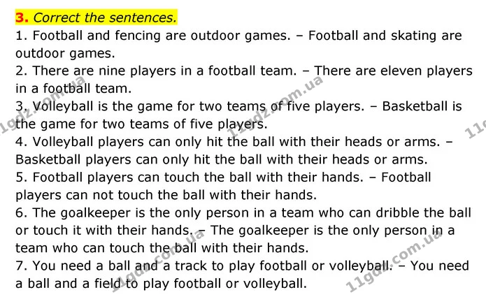 3. Correct the sentences. — ГДЗ Робочий зошит Англійська мова 6 клас Карпюк