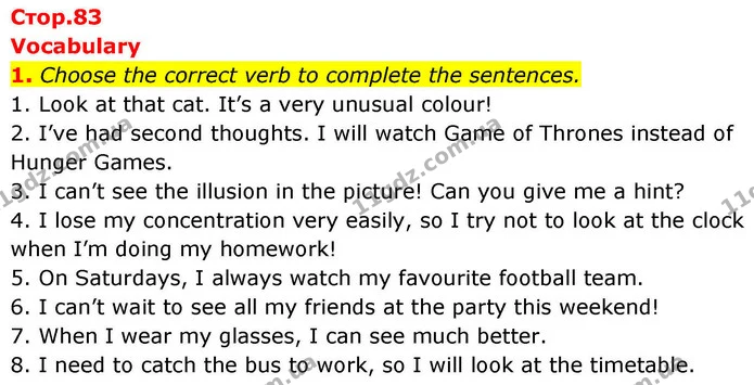 1. Choose the correct verb to complete the sentences. — ГДЗ робочий зошит Англійська мова 8 клас Гарет Джонс 2025