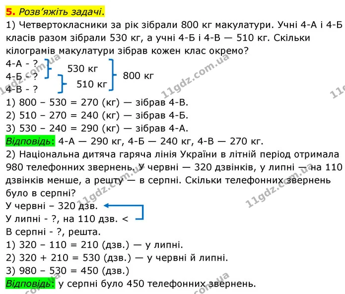 5. Розв’яжіть задачі. — ГДЗ Математика 4 клас Логачевська 1 та 2 частини