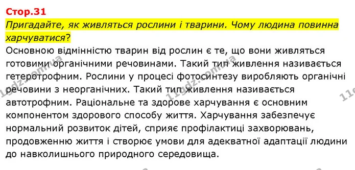 Пригадайте, як живляться рослини і тварини. Чому людина повинна харчуватися? — ГДЗ Я досліджую світ 3 клас Гільберг 1-2 ч.