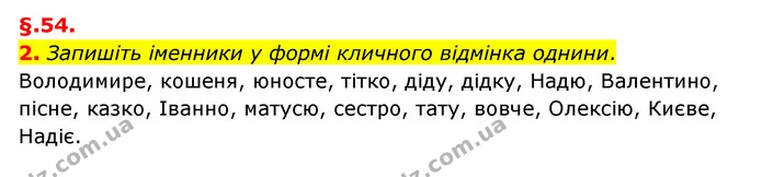 2. Запишіть іменники у формі кличного відмінка однини. — ГДЗ Українська мова 6 клас Авраменко