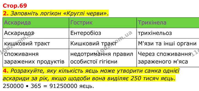2. Заповніть логікон «Круглі черви». — ГДЗ робочий зошит Біологія 7 клас Кулініч