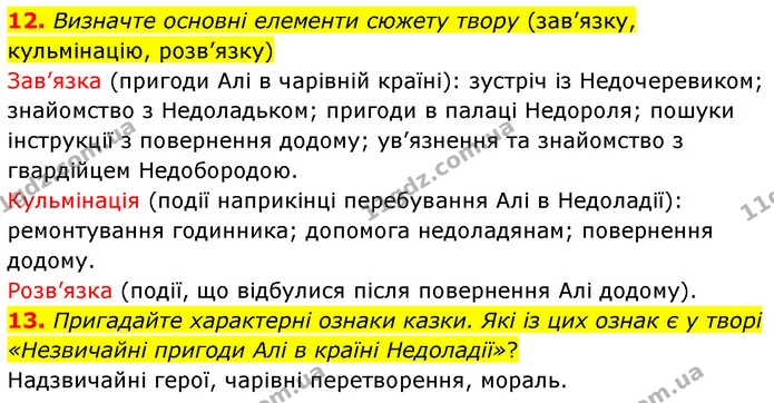 12. Визначте основні елементи сюжету твору (зав’язку, кульмінацію, розв’язку) — ГДЗ Українська література 5 клас Заболотний