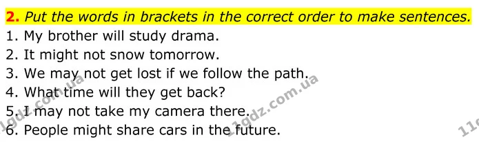 2. Put the words in brackets in the correct order to make sentences. — ГДЗ Англійська мова 7 клас Коста