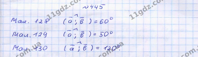 445. За допомогою транспортира з’ясуйте, який кут між векторами — ГДЗ Геометрія 9 клас Бурда 2017