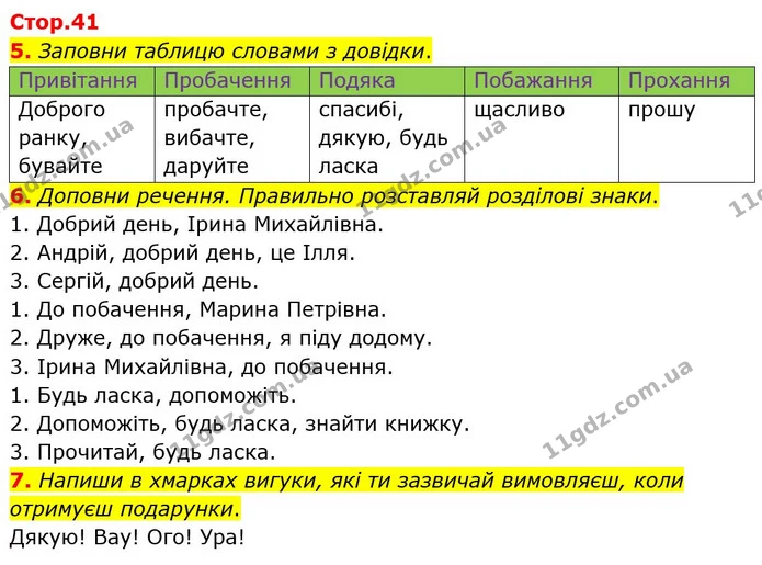 5. Заповни таблицю словами з довідки. — ГДЗ Робочий зошит Українська мова та читання 3 клас Большакова