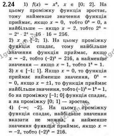2.24 Знайдіть область значень функції: — ГДЗ Алгебра 10 клас Мерзляк 2018 (Поглиблений)
