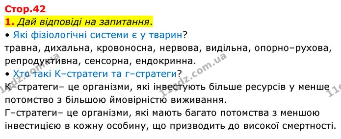 1. Дай відповіді на запитання. — ГДЗ робочий зошит Біологія 7 клас Тагліна