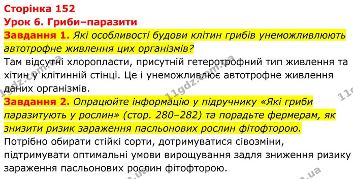 1. Які особливості будови клітин грибів унеможливлюють автотрофне живлення цих організмів? — ГДЗ Робочий зошит Біологія 7 клас Мирна 2024