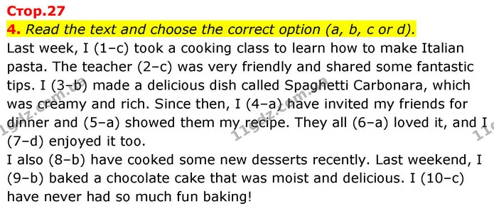 4. Read the text and choose the correct option (a, b, c or d). — ГДЗ зошит Grammar Англійська мова 8 клас Prepare 2025