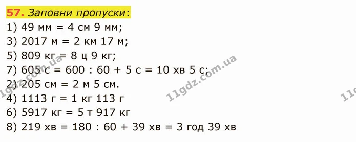 57. Заповни пропуски: — ГДЗ Математика 5 клас Істер 2022