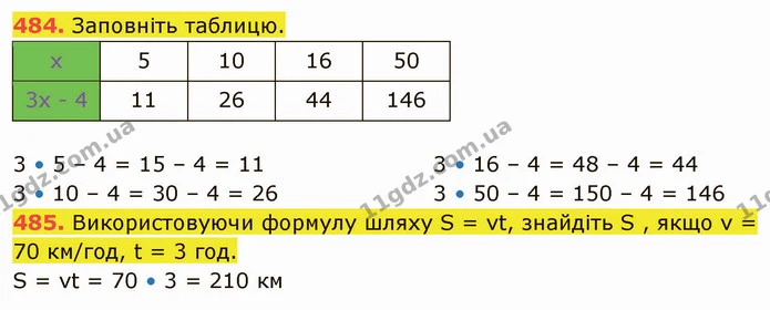 484. Заповніть таблицю. — ГДЗ Математика 5 клас Кравчук