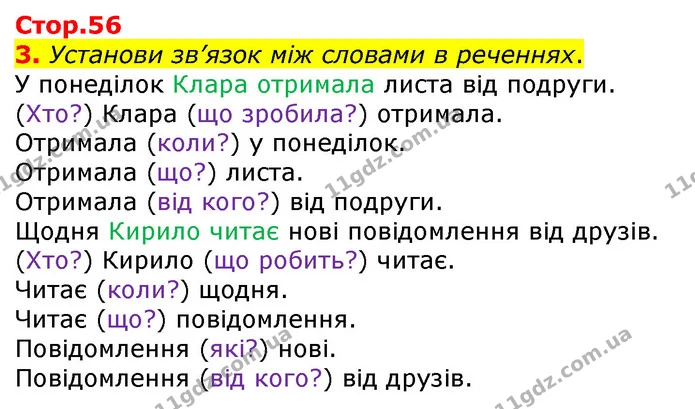 3. Установи зв’язок між словами в реченнях. — ГДЗ Робочий зошит Українська мова 2 клас Большакова 1 ч. - 2 ч.