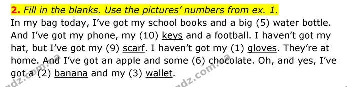 2. Fill in the blanks. Use the pictures’ numbers from ex. 1. — ГДЗ Робочий зошит Англійська мова 5 клас Косован (Дж. Коста)