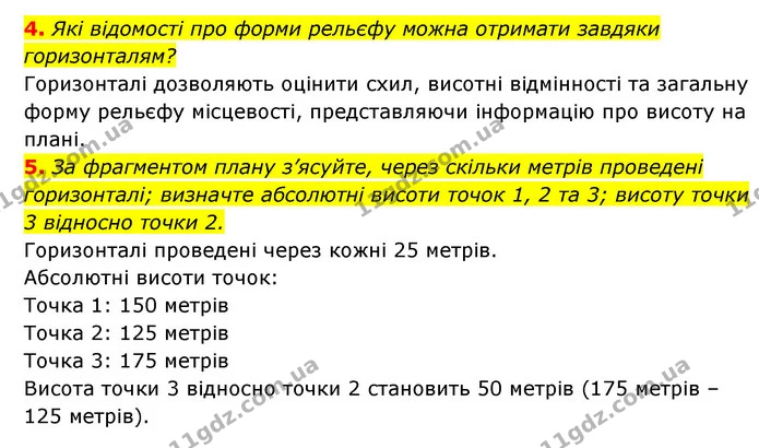 4. Які відомості про форми рельєфу можна отримати завдяки горизонталям? — ГДЗ Географія 6 клас Кобернік (2023)
