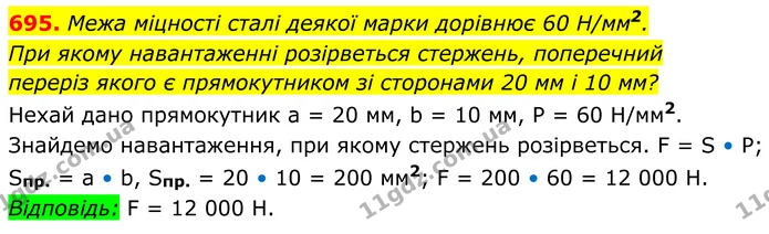 695. Межа міцності сталі деякої марки дорівнює 60 Н/мм2. — ГДЗ Геометрія 8 клас Мерзляк