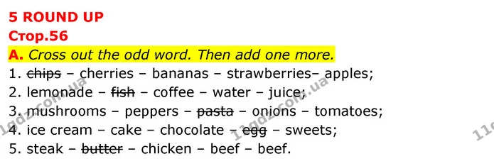 A. Cross out the odd word. Then add one more. — ГДЗ зошит Англійська мова 5 клас Мітчелл